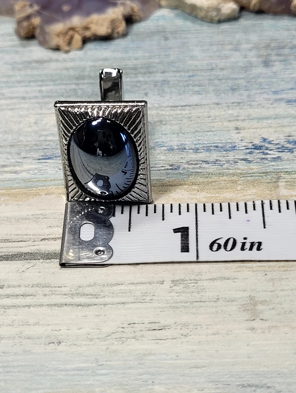 Silver-Tone Black Stone Rectangular Cufflinks - Men Accessories